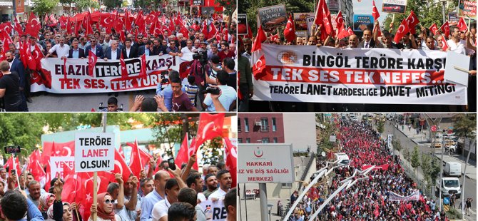 Tunceli, Hakari, Bingöl, Ağrı ve Diyarbakır PKK’ya karşı yürüdü