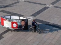 Düzce'de bağımsız adaydan bisikletli seçim çalışması