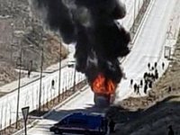 Ankara'da belediye otobüsü alev alev yandı