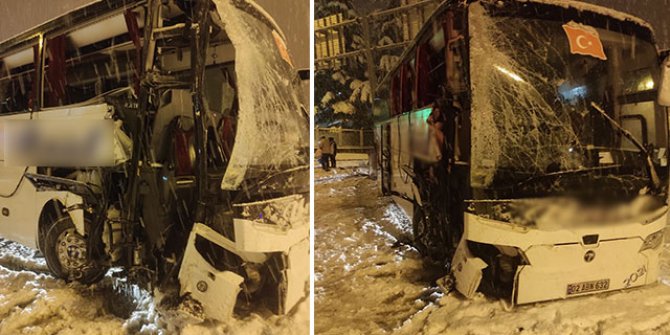 Merzifon'da yolcu otobüsü bariyerlere çarptı: 30 yaralı