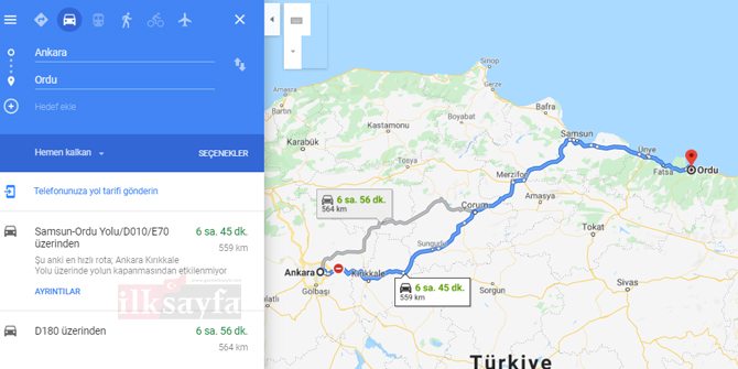 Ankara Ordu arası kaç km? Ankara Ordu arası kaç saat? Ankara Ordu Yol Tarifi, Ankara Ordu Otobüs Bileti Fiyatları...