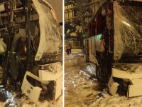 Merzifon'da yolcu otobüsü bariyerlere çarptı: 30 yaralı